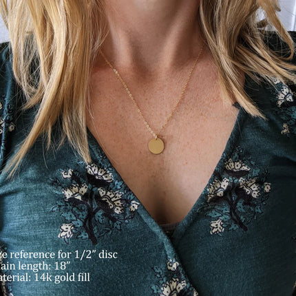 Police Wife Necklace – Hand Stamped Badge Number on 1/2" Disc, Gold or Silver, 18" Chain