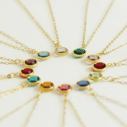 Gold Birthstone Necklace – Swarovski Crystals on 18" Gold Filled Chain