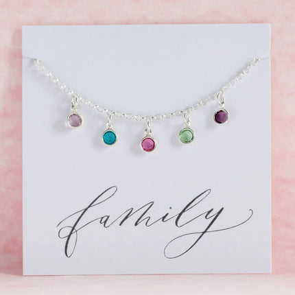 Personalized Swarovski Birthstone Bracelet – Sterling Silver Charm Drops