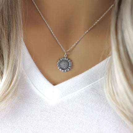 Sterling Silver Sunflower Necklace – 18" Chain, Handmade Jewelry