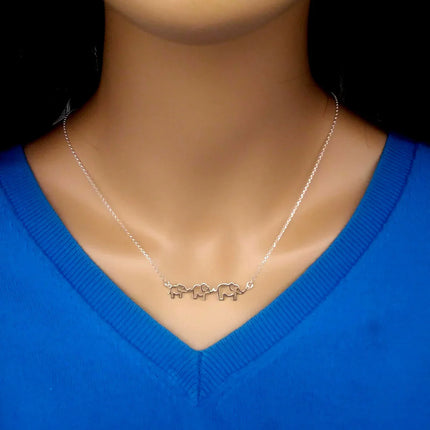 Mama and Two Baby Elephant Necklace – Sterling Silver Motherhood Pendant on 18" Chain