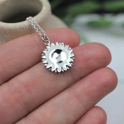 Sterling Silver Sunflower Necklace – 18" Chain, Handmade Jewelry