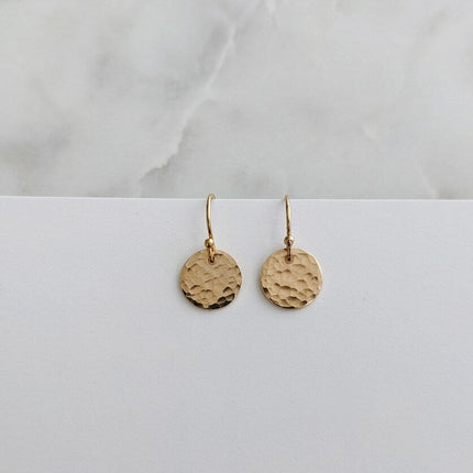Hammered Disc Earrings – 12mm in Sterling Silver or 14k Gold Filled