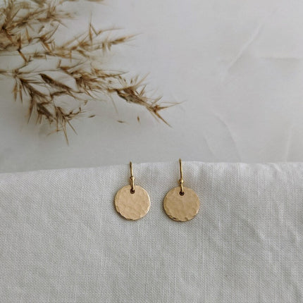 Hammered Disc Earrings – 12mm in Sterling Silver or 14k Gold Filled