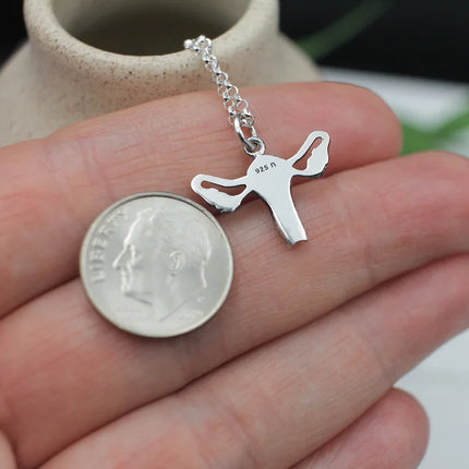 Sterling Silver Uterus Necklace – Reproductive Rights Charm on 18" Chain