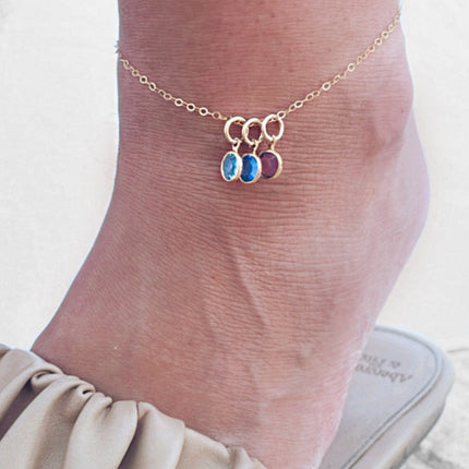 Custom Swarovski Birthstone Anklet – Adjustable Chain in Sterling Silver
