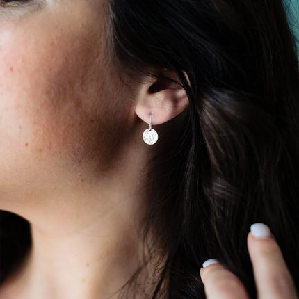 Hammered Disc Earrings – 12mm in Sterling Silver or 14k Gold Filled
