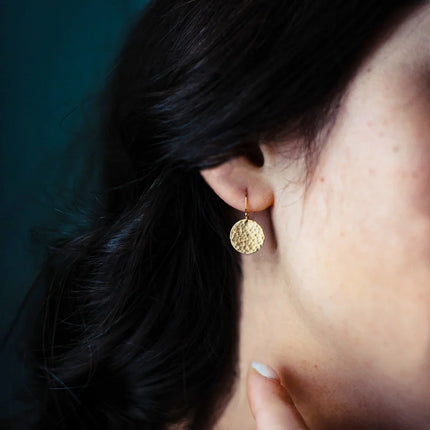Hammered Disc Earrings – 12mm in Sterling Silver or 14k Gold Filled