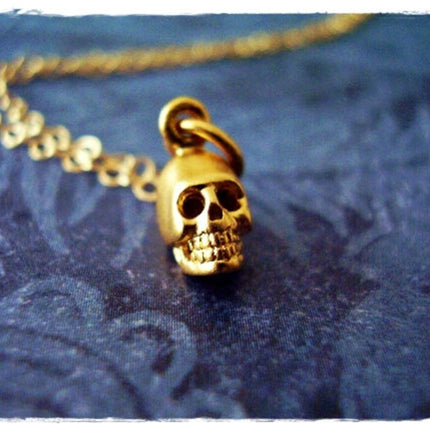Tiny Gold Skull Necklace – 14k Gold Filled on 16" Chain