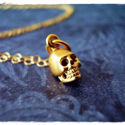 Tiny Gold Skull Necklace – 14k Gold Filled on 16" Chain