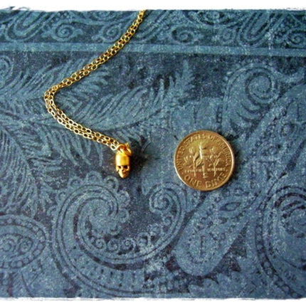 Tiny Gold Skull Necklace – 14k Gold Filled on 16" Chain