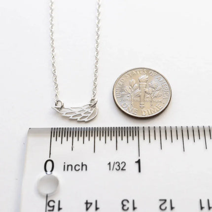Sideways Angel Wing Memorial Necklace – 18" Gold Filled or Sterling Silver