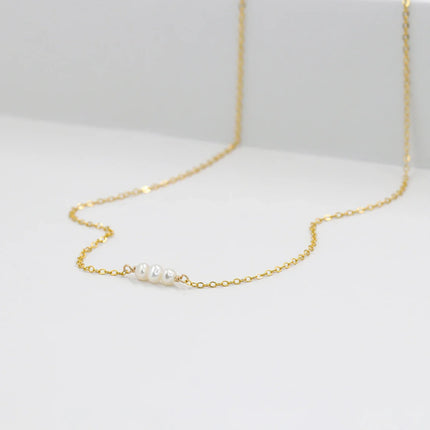 Tiny Trio Freshwater Pearl Necklace – Sterling Silver or 14k Gold Filled