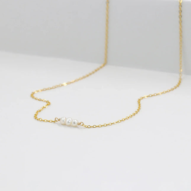 Tiny Trio Freshwater Pearl Necklace – Sterling Silver or 14k Gold Filled