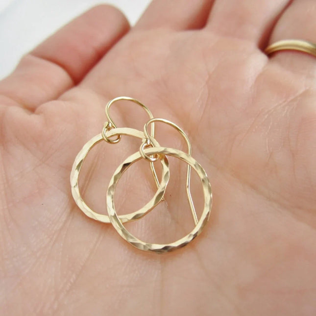 Hammered Hoop Earrings – 16mm Gold Filled or Sterling Silver