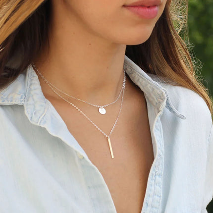Tiny Initial Necklace - Hand Stamped Sterling Silver Initial Necklace