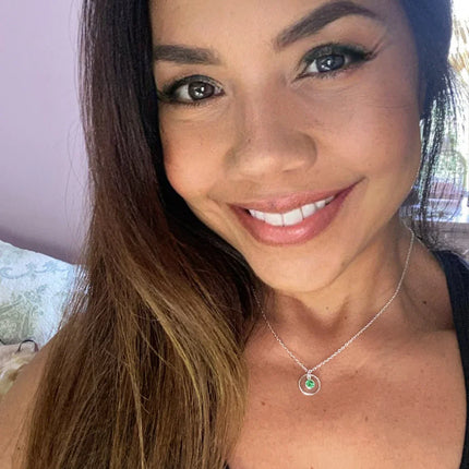 Orbit Birthstone Necklace – Sterling Silver Circle Pendant