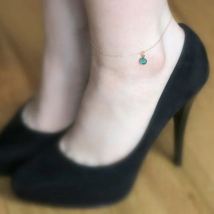 Custom Swarovski Birthstone Anklet – Adjustable Chain in Sterling Silver