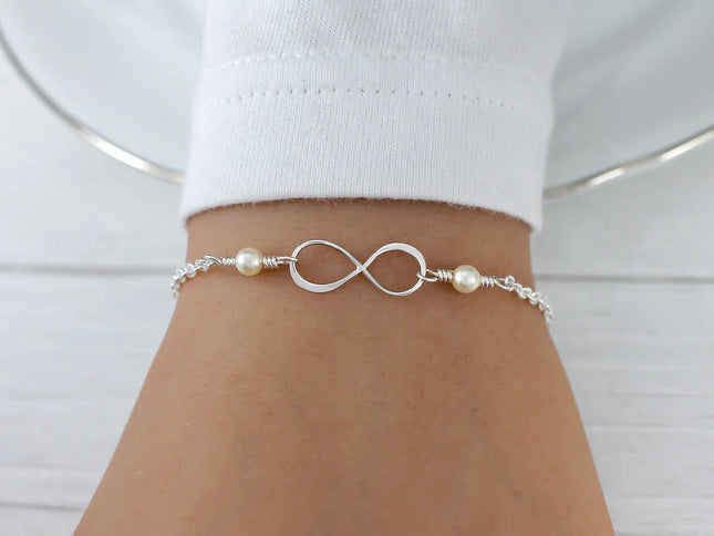 Infinity Pearl Bracelet – Sterling Silver & Freshwater Pearls