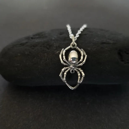 Black Widow Spider Necklace – Sterling Silver Charm on 18" Chain