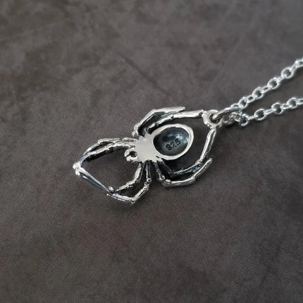 Black Widow Spider Necklace – Sterling Silver Charm on 18" Chain
