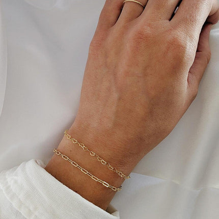 Dainty Gold Filled Heart Chain Bracelet – Minimalist, Made to Order, Custom Length