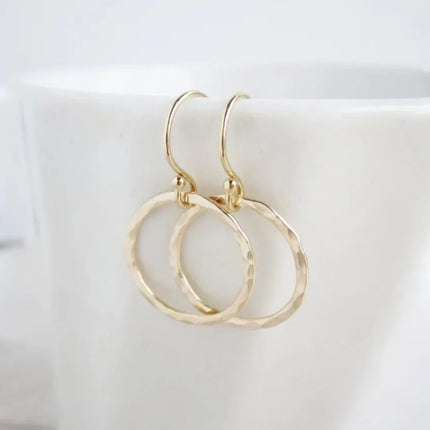 Hammered Hoop Earrings – 16mm Gold Filled or Sterling Silver