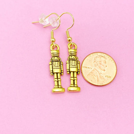 Nutcracker Charm Earrings – Gold or Silver – Gift-Ready Christmas Stocking Stuffer