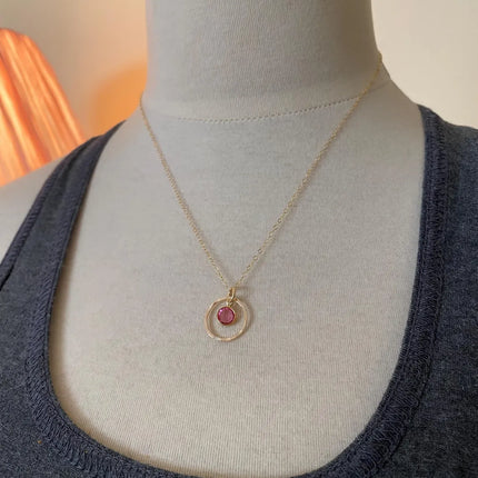 Orbit Birthstone Necklace – Sterling Silver Circle Pendant