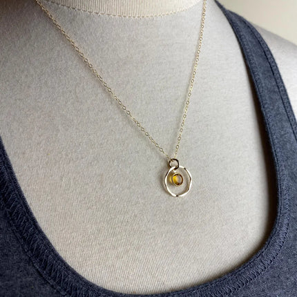 Orbit Birthstone Necklace – 14k Gold Filled Circle Pendant