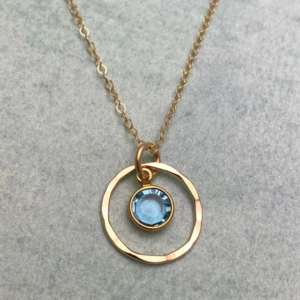 Orbit Birthstone Necklace – 14k Gold Filled Circle Pendant