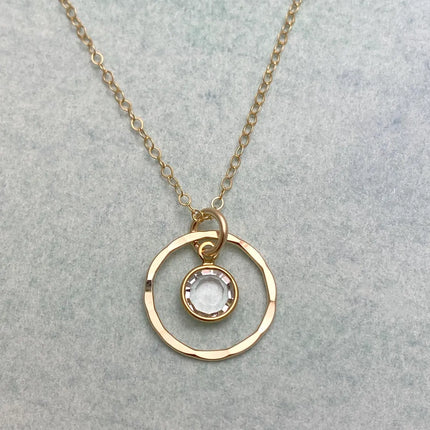 Orbit Birthstone Necklace – 14k Gold Filled Circle Pendant