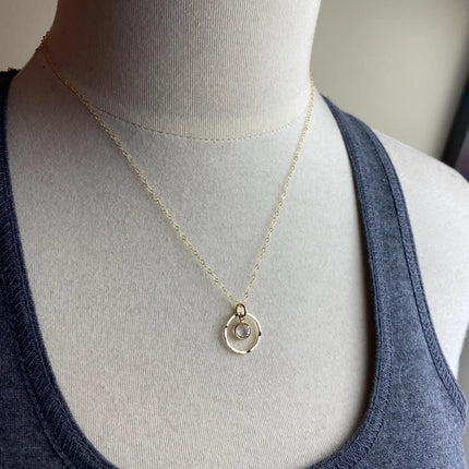 Orbit Birthstone Necklace – 14k Gold Filled Circle Pendant