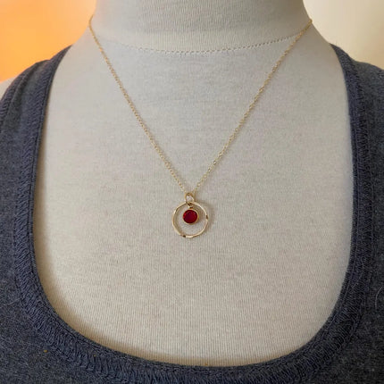 Orbit Birthstone Necklace – 14k Gold Filled Circle Pendant