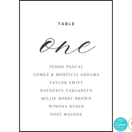 Wedding Table Numbers 1-10 | Printable Seating Chart Signs