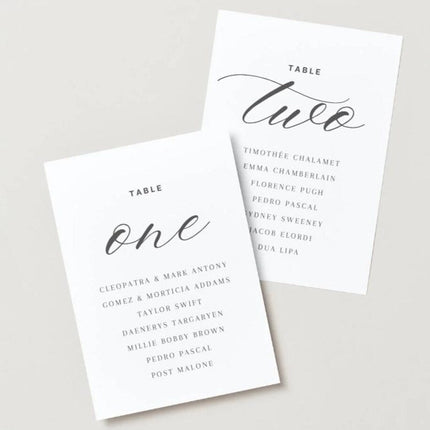 Wedding Table Numbers 1-10 | Printable Seating Chart Signs