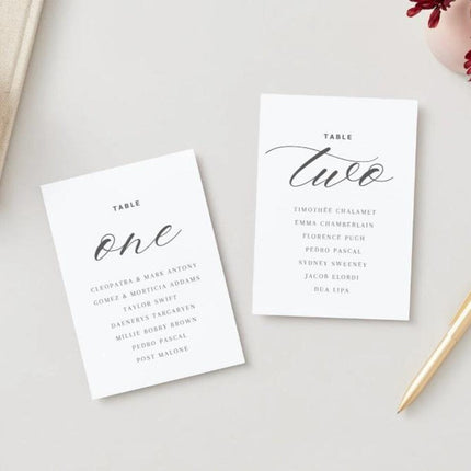 Wedding Table Numbers 1-10 | Printable Seating Chart Signs