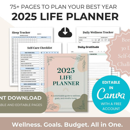 2025 Life Planner | 75+ Pages | Printable & Editable