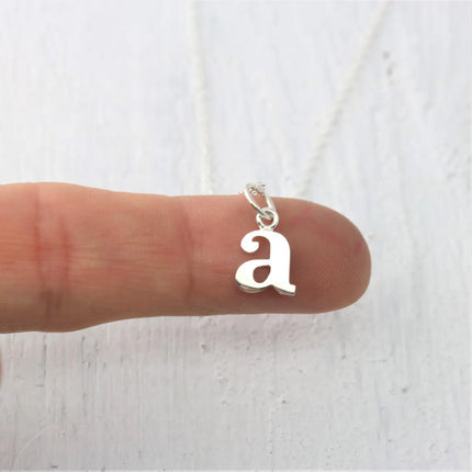 Tiny Typewriter Initial Necklace – Choose Your Letter, Sterling Silver Charm on 16" Chain
