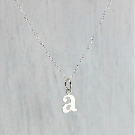 Tiny Typewriter Initial Necklace – Choose Your Letter, Sterling Silver Charm on 16" Chain