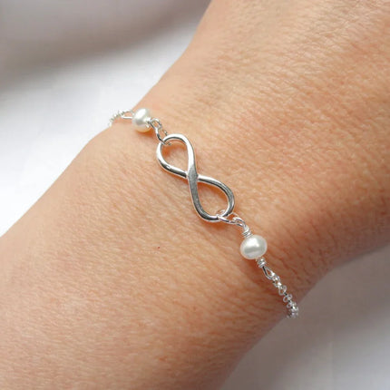 Infinity Pearl Bracelet – Sterling Silver & Freshwater Pearls