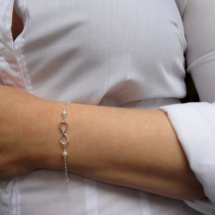 Infinity Pearl Bracelet – Sterling Silver & Freshwater Pearls