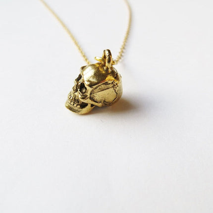 Tiny Gold Skull Necklace – 14k Gold Filled on 16" Chain