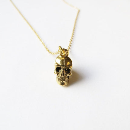 Tiny Gold Skull Necklace – 14k Gold Filled on 16" Chain