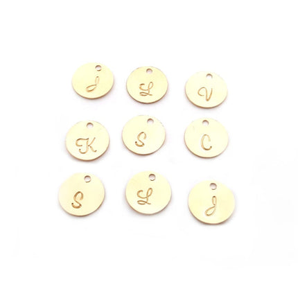 Tiny Hand Stamped Initial Charm – Gold or Silver Personalized Add On