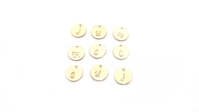 Tiny Hand Stamped Initial Charm – Gold or Silver Personalized Add On