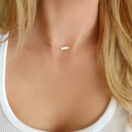 Tiny Trio Freshwater Pearl Necklace – Sterling Silver or 14k Gold Filled