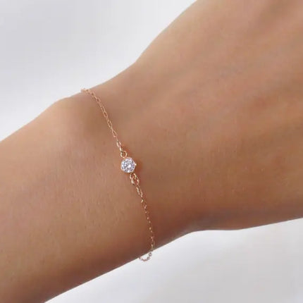 Dainty 14K Rose Gold Filled Bracelet – 4mm CZ for Small Wrists
