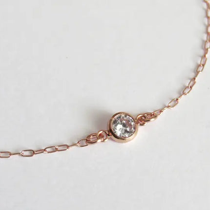 Dainty 14K Rose Gold Filled Bracelet – 4mm CZ for Small Wrists