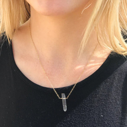 Single Quartz Crystal Necklace – Gold Filled, Wire Wrapped, Choose Your Length, Made to Order